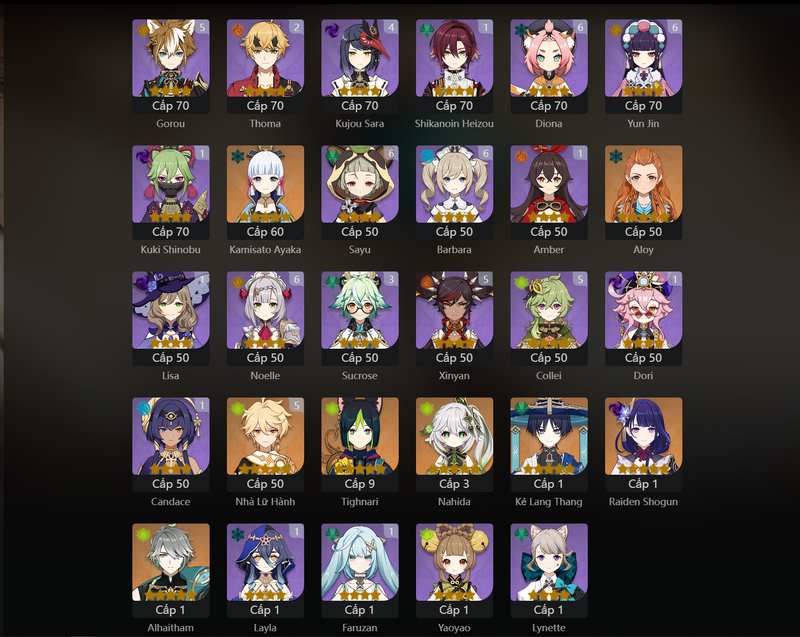 [Eu] AR59 - Kazuha, Zhongli, Albedo, Miko, Yelan, Venti, Diluc, Ayaka,Tighnari, Nahida, Wanderer, Raiden Shogun, Alhaitham, Tartaglia(C1), Qiqi(C1), Jean(C1), Mona(C2), Keqing(C2)