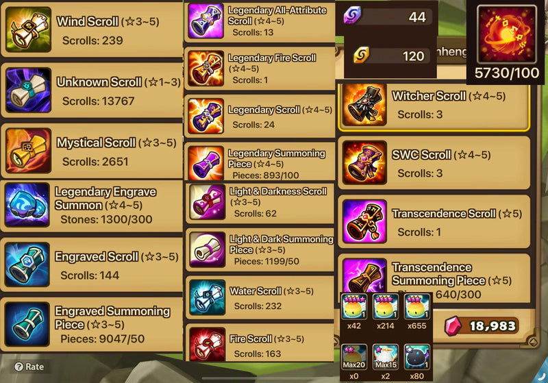 [Asia] Midgame | Oberon, Kiki, Elena +13nat. Bonus: 3700 scrolls, 18k crystals