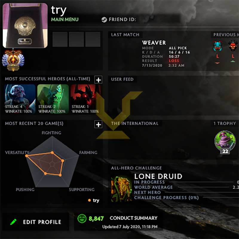 Immortal | MMR: 5710 - Behavior: 8847