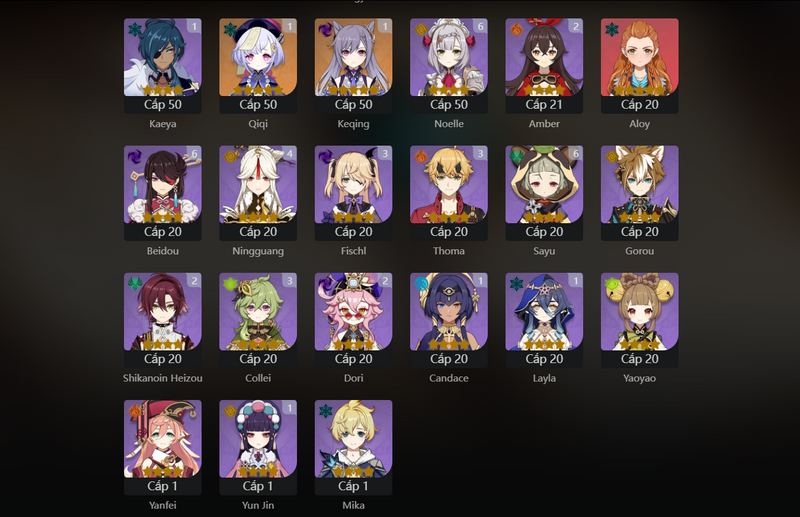 [Asia] AR58 - Kazuha, Eula, Nahida, Yelan, Cyno, venti, Mona(C1), Qiqi(C1), KEqing(C1), Ayaka(C2), Jean(C3), Raiden Shogun(C3)