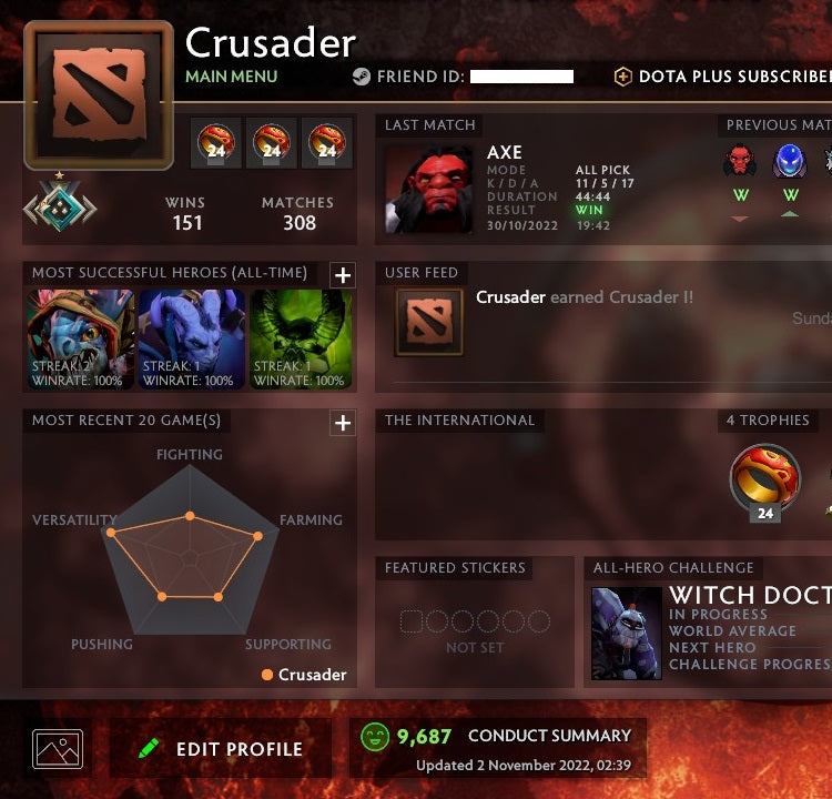 Crusader I | MMR: 1530 - Behavior: 9687