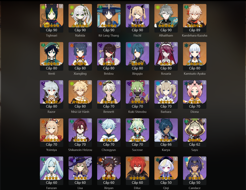 [Eu] AR57 - Nahida, Wanderer, Alhaitham, Kazuha, Venti, Ayaka, Yoimiya, yae Miko, Diluc(C1), Qiqi(C1), Tighnari(C2)