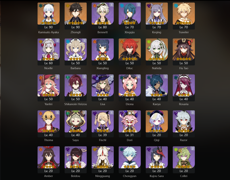 [Eu] AR51 - Ayaka, Zhongli, Keqing, Diluc, Nahida, Hu Tao, Qiqi