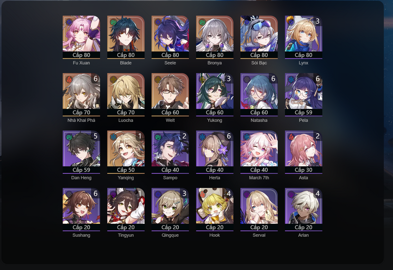 [Asia] TL66 - Fu Xuan, Blade, Seele, Bronya, Silver Wolf, Luocha, Welt, Yanqing(E1)