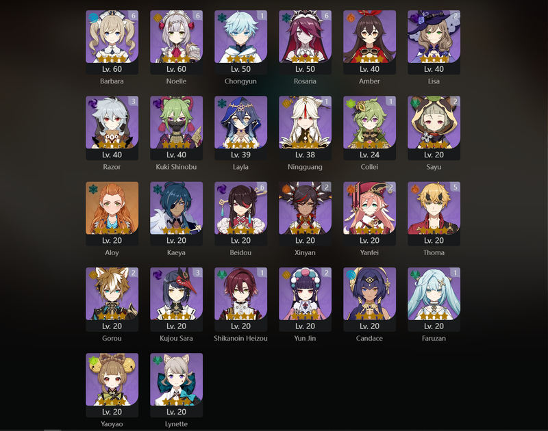 [Asia] AR57 - Diluc, Eula, Yae Miko, Ayaka, Klee, Shenhe, Albedo, Xiao(C1), Mona(C1), Keqing(C1), Jean(C2)