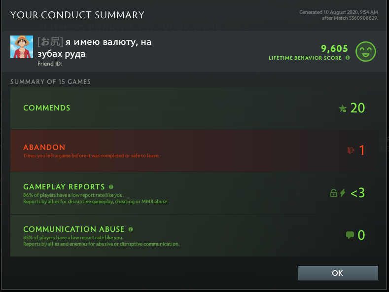 Uncalibrated | MMR: TBD - Behavior: 9605