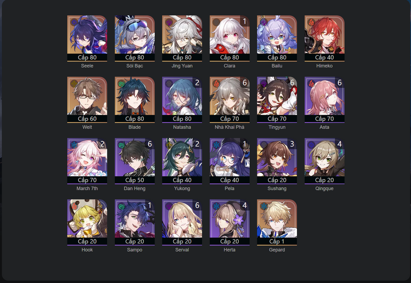 [Asia] TL67 - Seele, Wanderer, Jing Yuan, Bailu, Himeko, Welt, Blade, Gepard, Clara(E1)