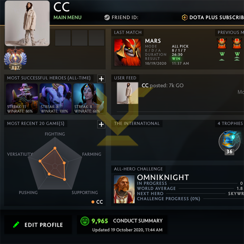 Immortal [837] | MMR: 7000 - Behavior: 9965