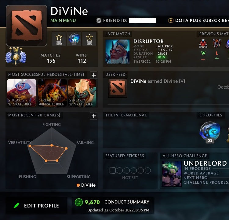 Divine IV | MMR: 5380 - Behavior: 9670