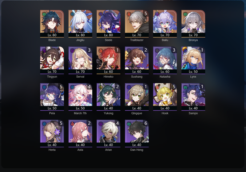 [Eu] TL62 - Blade, Jingliu, Seele, Bailu, Bronya, Himeko(E1)