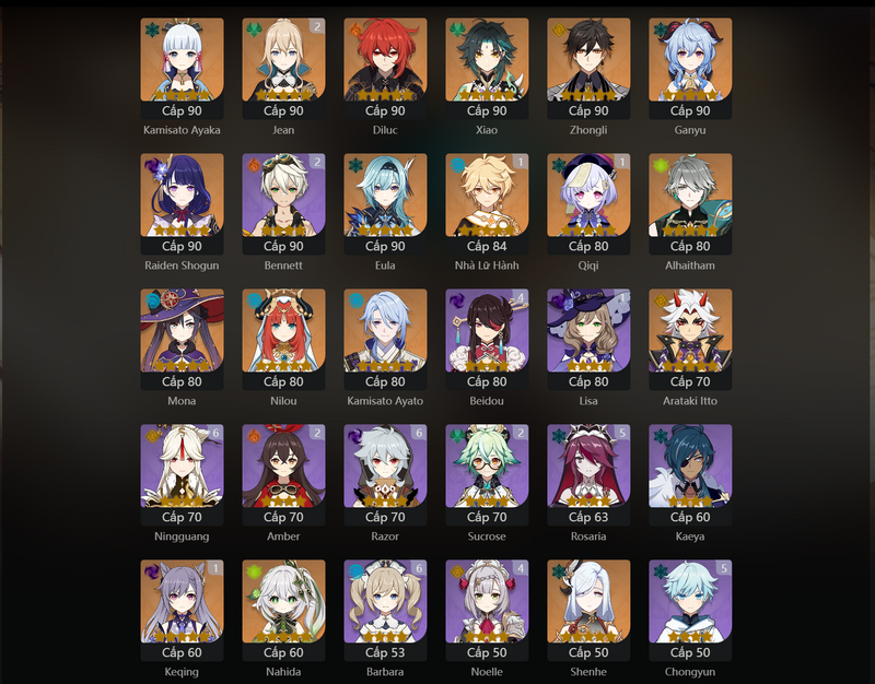 [America] AR58 - Neuvillette, Ayaka, Diluc, Xiao, Zhongli, Ganyu, Raiden Shogun, Eula, Alhaitham, Mona, Nilou, Itto, Nahida, Shenhe, Qiqi(C1), Keqing(C1), Jean(C2)