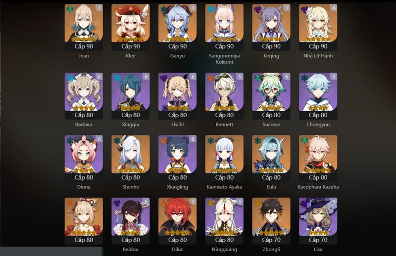 [America] AR58 - Klee, Kokomi, Shenhe, Ayaka, Eula, KAzuha, Yoimiya, Zhongli, Nahida, Jean(C1), Ganyu(C1), Keqing(C1), Diluc(C2)