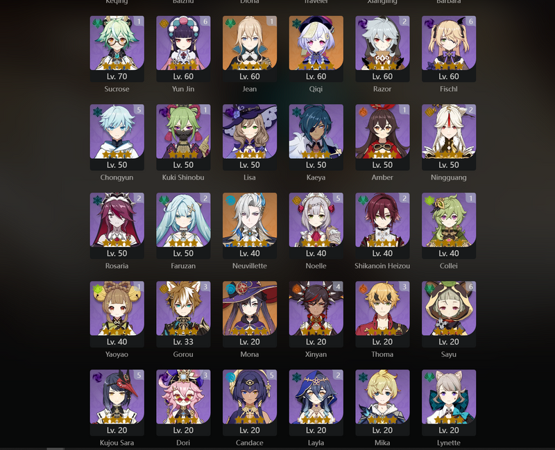 [America] AR58 - Venti, Zhongli, Hu Tao, Raiden Shogun, Yelan, Ayato, Shenhe, Nilou, Baizhu, Qiqi, Neuvillette, Mona, Keqing(C1), Jean(C1)