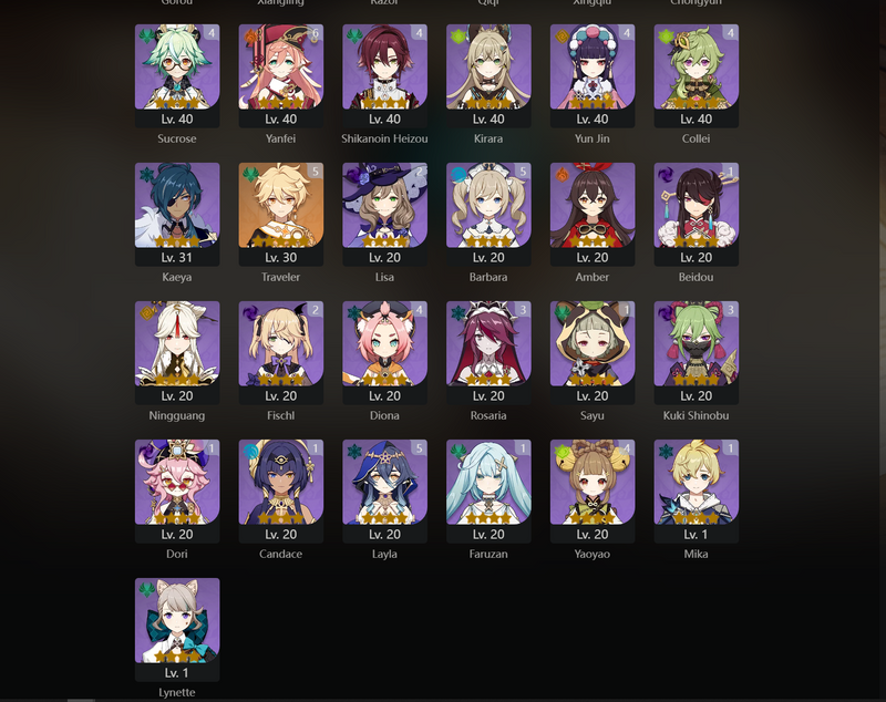 [America] AR54 - Ayato, Zhongli, Tartaglia, Yoimiya, Wanderer, Ayaka, Itto, Cyno, Tighnari, Alhaitham, Dehya, Yelan, Qiqi, Jean(C1),Keqing(C1), Diluc(C2)