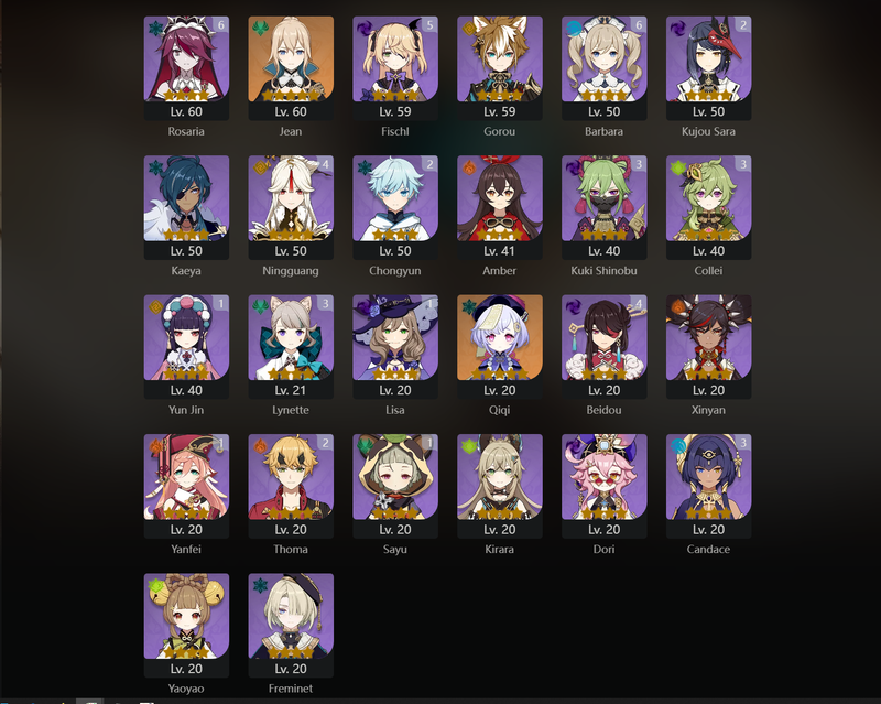 [Eu] AR57 - Raiden Shogun, Itto, Xiao, Ganyu, Wanderer, Neuvillette, Navina, Zhongli, Jean, Qiqi, Mona(C1), Diluc(C2)[Dead:f]