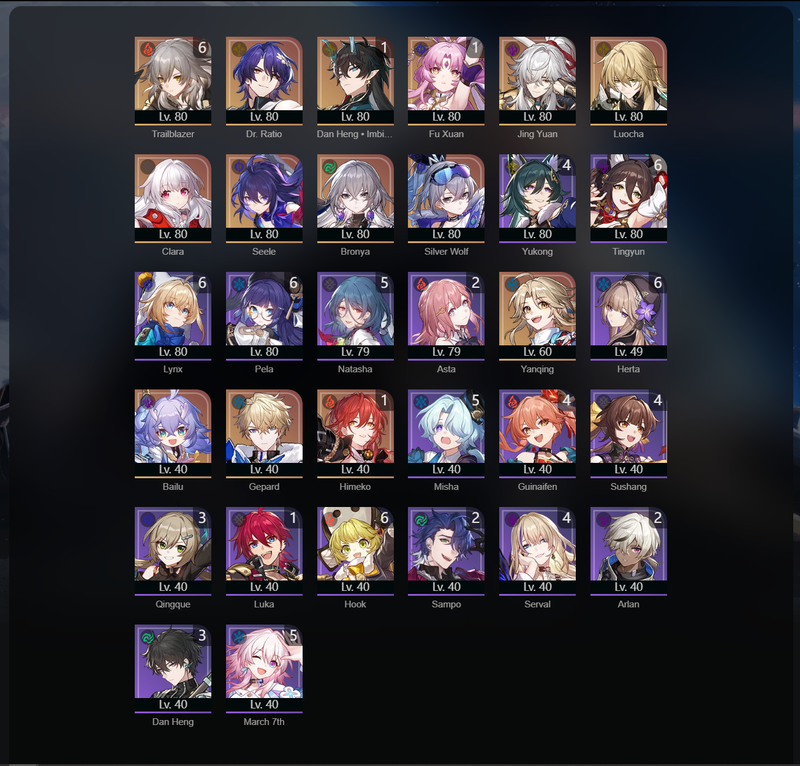 [America] TL70 - Jing Yuan, Luocha, Clara, Seele, Bronya, Silver Wolf, Yanqing, Bailu, Gepard, Dr. Ratio, Danheng(E1), Fu Xuan(E1), Himeko(E1)