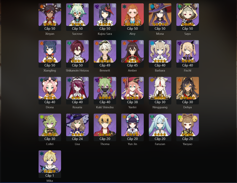 [America] AR52 - Raiden Shogun, Kokomi, Ayaka, Kazuha, Ayato, Mona, Dehya, Qiqi(C1)