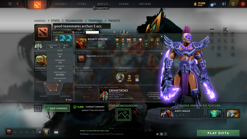 Archon V | MMR: 3038 - Behavior: 9825