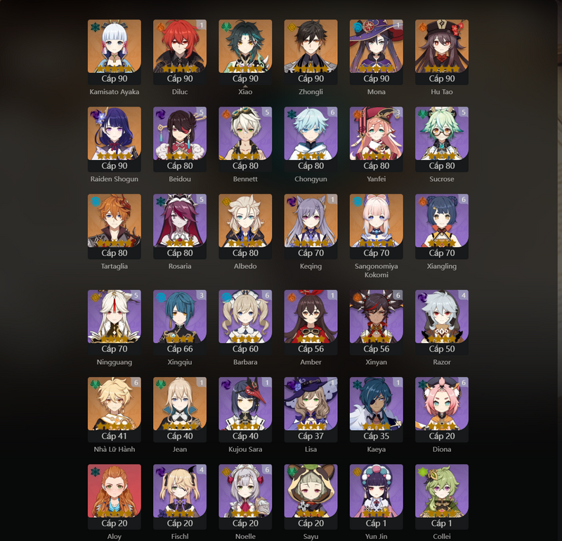 [Asia] AR57 - Ayaka, Xiao, Zhongli, Hu Tao, Raiden Shogun, Tartaglia, Albedo, Kokomi, Mona(C1), Diluc(C1), Keqing(C1), Jean(C1)