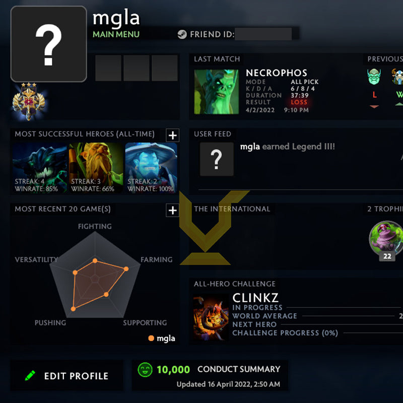 Legend III | MMR: 3450 - Behavior: 10000